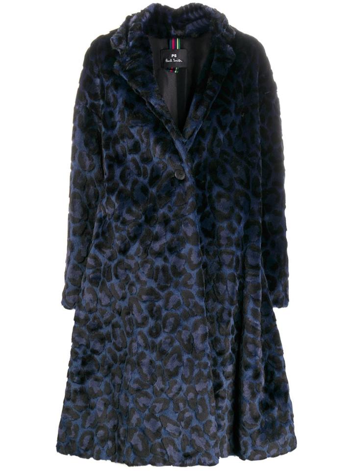 Ps Paul Smith Leopard-print Coat - Blue