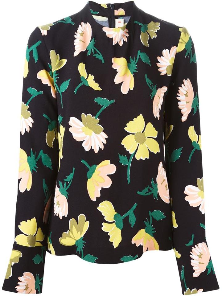 Marni Floral Print Top, Women's, Size: 38, Black, Viscose