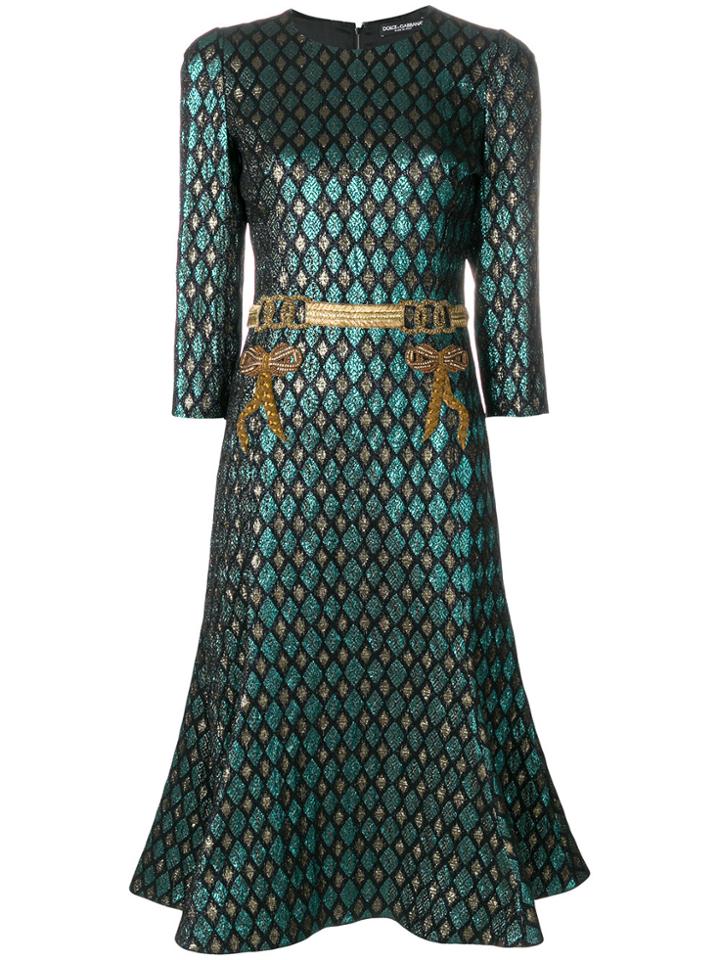 Dolce & Gabbana Abito Herlequin Print Dress - Green
