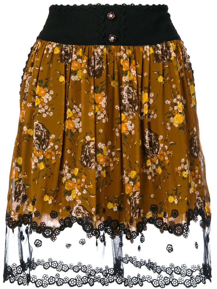 Coach - Floral-print Skirt - Women - Nylon/polyester/cupro - 4, Brown, Nylon/polyester/cupro