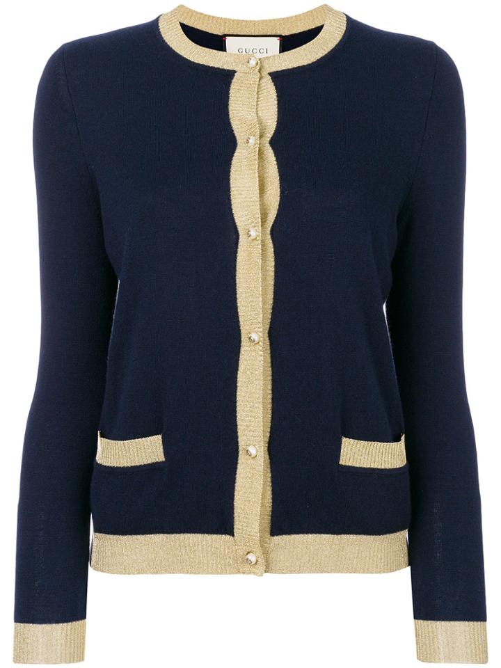 Gucci Faux Pearl Buttons Cardigan - Blue