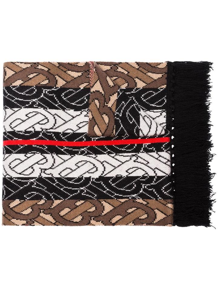 Burberry Monogram Stripe Cashmere Scarf - Brown