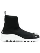 Miu Miu Crystal-embellished Sock Sneakers - Black