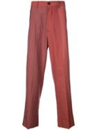Marni Panelled Striped Trousers - Red