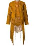 Roberto Cavalli - Fringed Coat - Women - Suede - 40, Brown, Suede