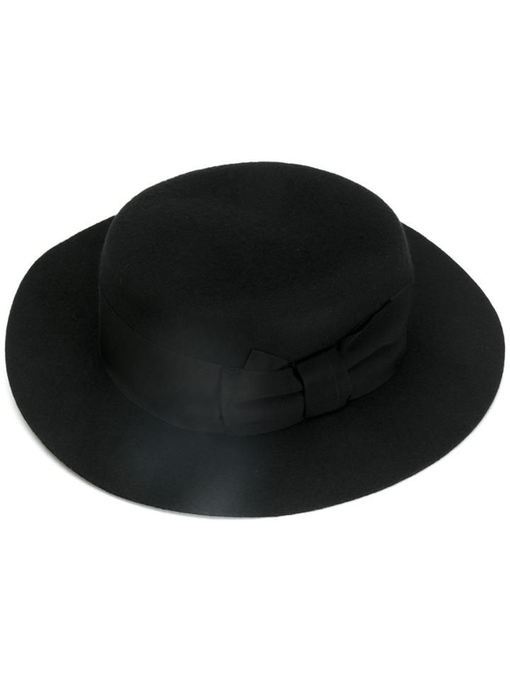Federica Moretti Round Ribbon Hat - Black