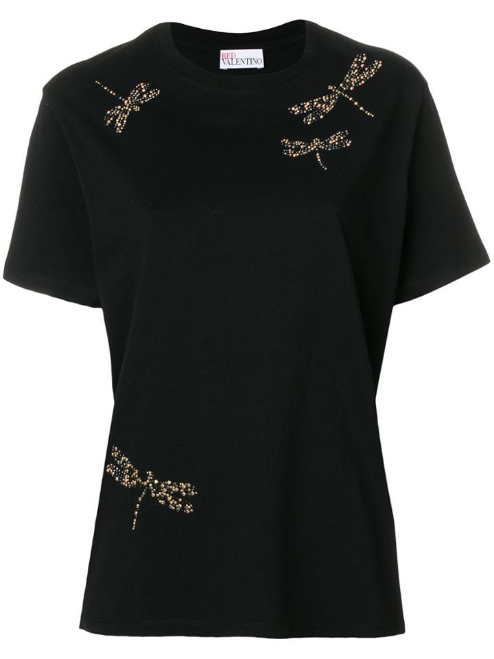 Red Valentino Embellished Dragonfly T-shirt - Black