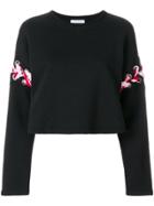 Gaelle Bonheur Ribbon Stitch Sleeve Sweatshirt - Black
