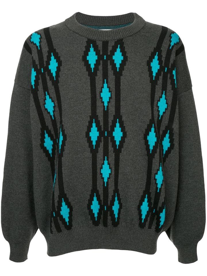 Hed Mayner Geometric Pattern Jumper - Grey