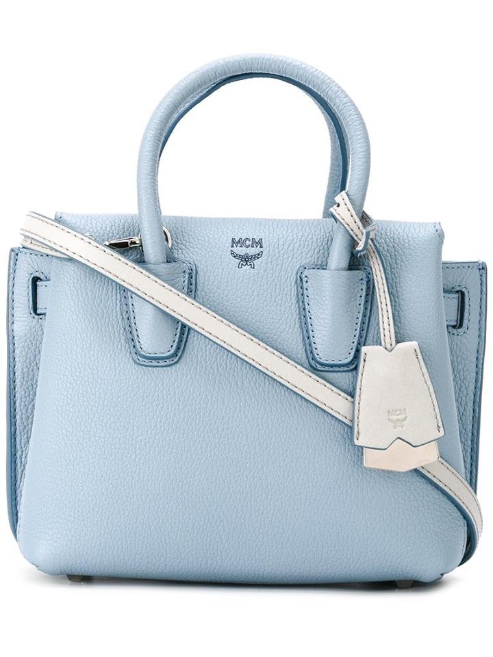Mcm - Mini 'milla' Tote - Women - Leather - One Size, Blue, Leather