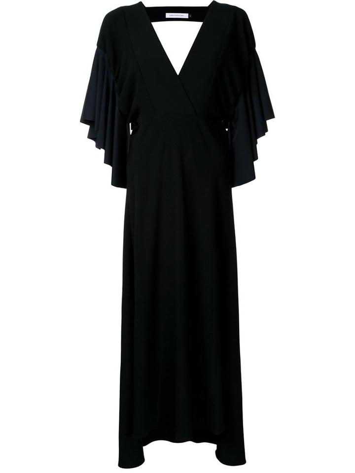 Christopher Esber Ruffled Sleeve Dress, Women's, Size: 6, Black, Polyester/spandex/elastane