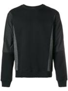 Les Hommes Round Neck Color Blocked Sweatshirt - Black