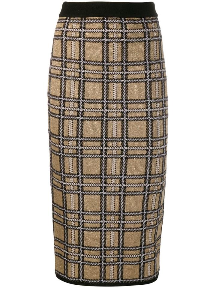 Antonio Marras Checked Fitted Skirt - Gold
