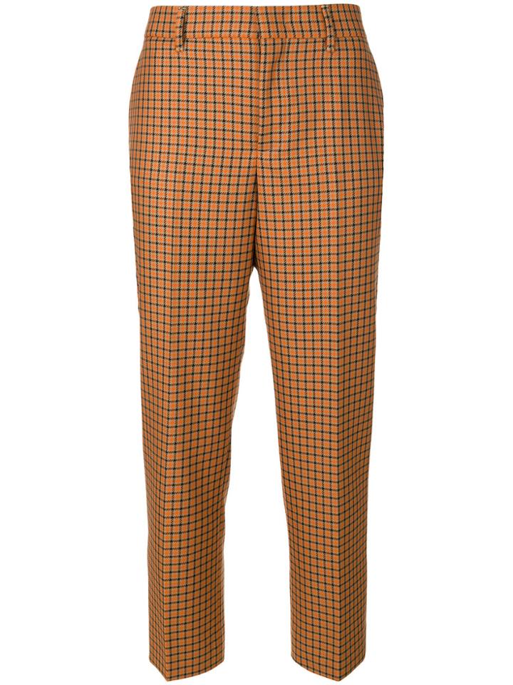 Prada Check Cigarette Trousers - Brown