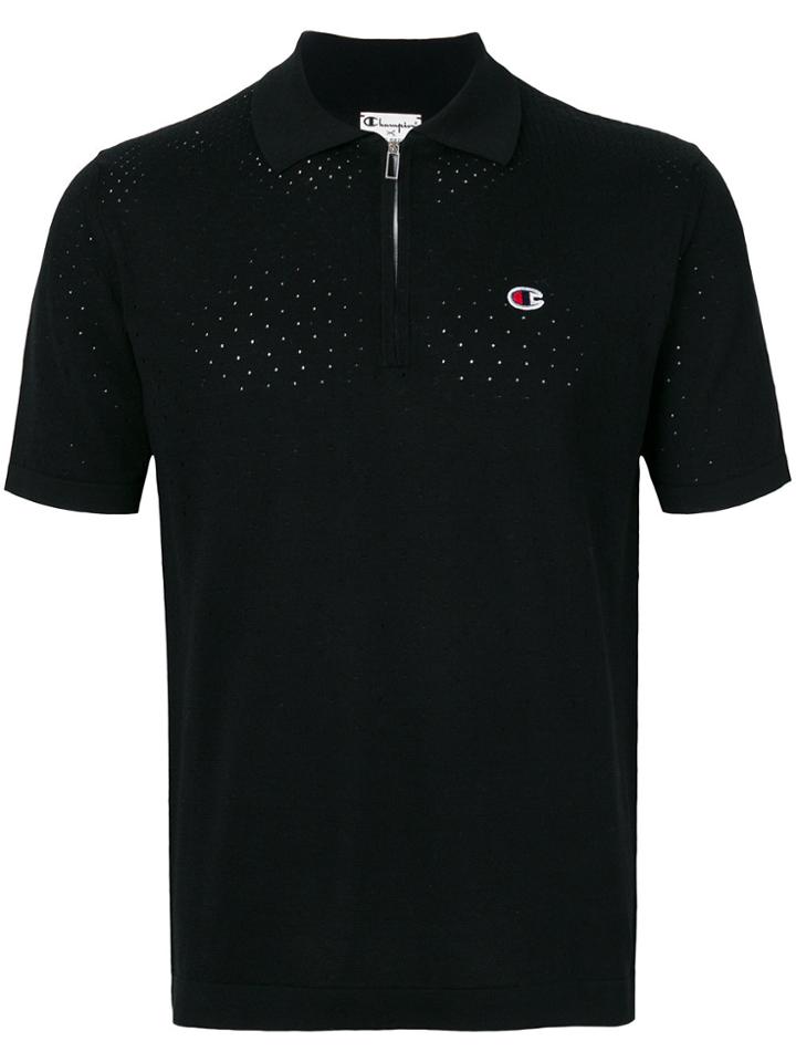 Paolo Pecora Zipped Neck Polo Shirt - Black