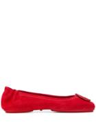 Tory Burch Logo Plaque Ballerina Shoes - Red