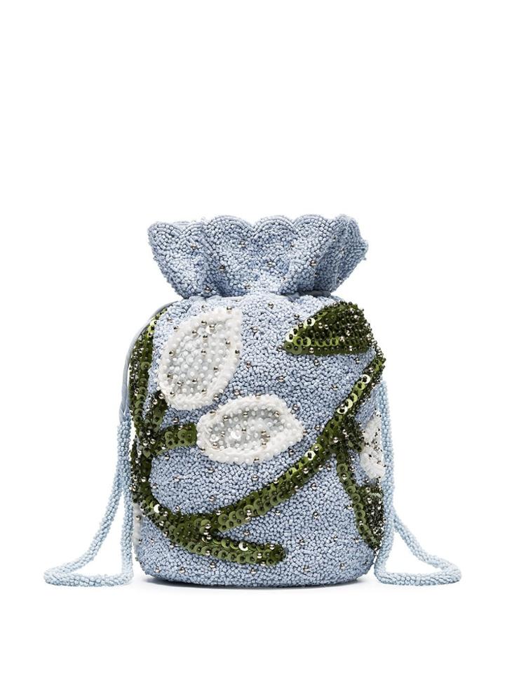 Ganni Blue Sequin Embellished Bracelet Bag