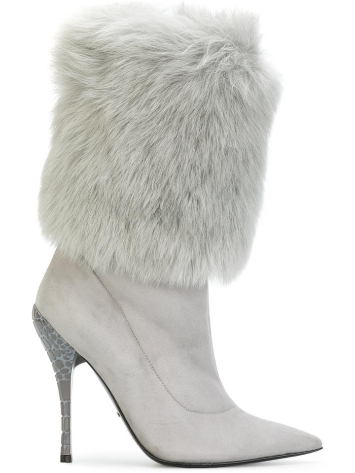 Baldinini Faux Fur Trim Boots - Grey