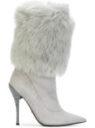 Baldinini Faux Fur Trim Boots - Grey