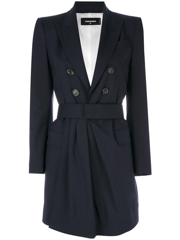 Dsquared2 Belted Coat - Blue