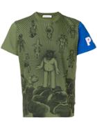 Walter Van Beirendonck Contrast Sleeve Printed T-shirt - Green