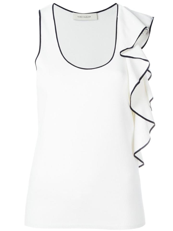 Cédric Charlier Ruffled Detail Tank Top - White