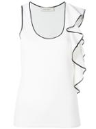 Cédric Charlier Ruffled Detail Tank Top - White