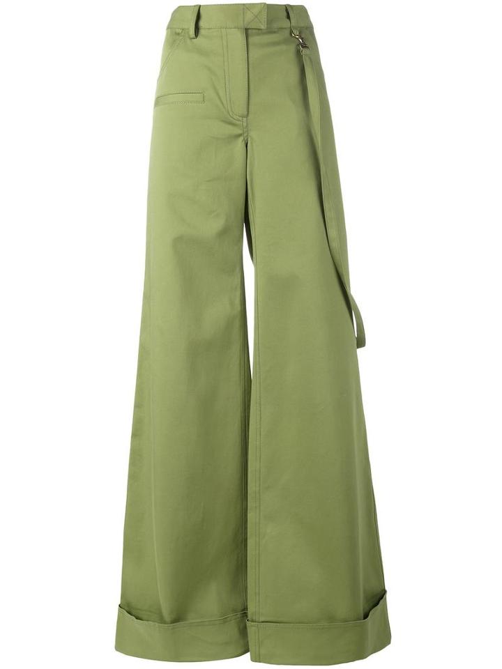 Rosie Assoulin Boy Super Wide Trousers, Size: 4, Green, Cotton/spandex/elastane