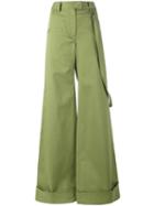 Rosie Assoulin Boy Super Wide Trousers, Size: 4, Green, Cotton/spandex/elastane