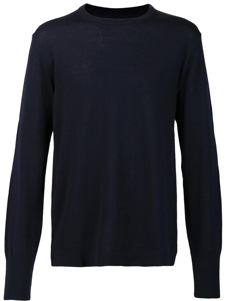 Officine Generale Crew Neck Jumper, Men's, Size: Large, Blue, Merino