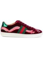 Gucci Ace Velvet Sneakers - Red