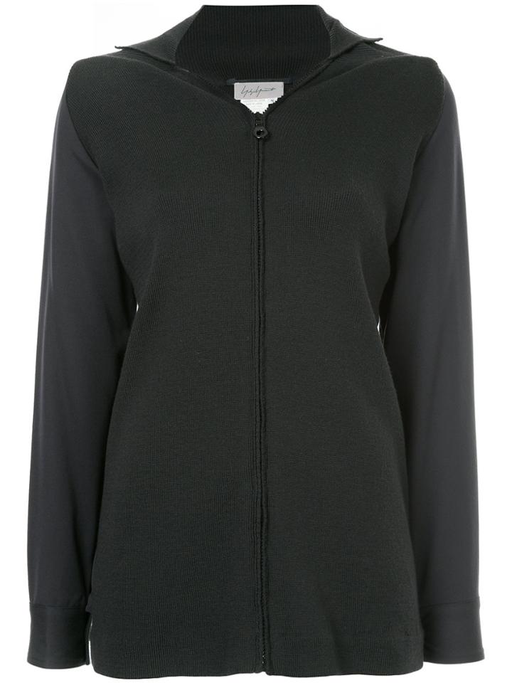 Yohji Yamamoto Vintage Knit Panel Zip Up Jacket - Black