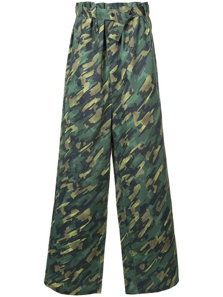 Liam Hodges Camouflage High-waisted Oversized Trousers - Green