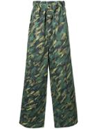 Liam Hodges Camouflage High-waisted Oversized Trousers - Green