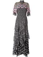 Peter Pilotto Tiered Crochet Overlay Dress, Women's, Size: 10, Black, Silk/polyester/polyamide