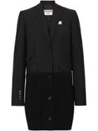 Burberry Cashmere Panel Wool Mohair Tailored Jacket - Black