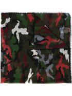 Valentino Camouflage Scarf, Men's, Green, Cashmere/silk
