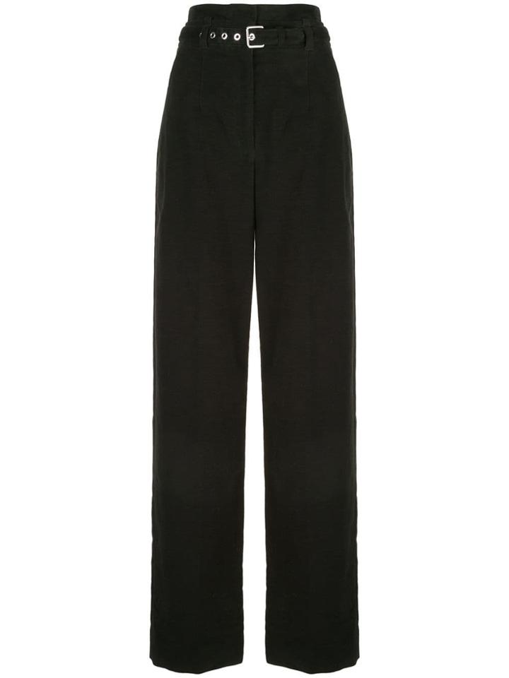 Proenza Schouler Textured Crepe High Waist Pants - Black