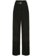 Proenza Schouler Textured Crepe High Waist Pants - Black