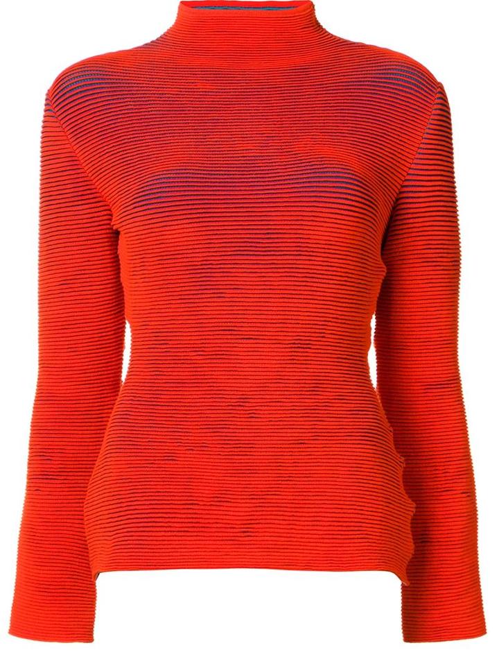 Issey Miyake Ribbed Mockneck Top, Women's, Size: 2, Red, Cotton/nylon