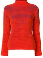 Issey Miyake Ribbed Mockneck Top, Women's, Size: 2, Red, Cotton/nylon