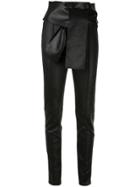 Valentino Vltn Slim Leather Trousers - Black