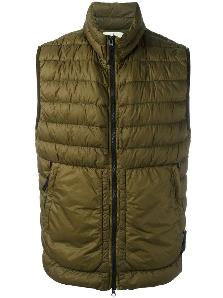 Stone Island Padded Gilet, Men's, Size: Xxl, Green, Polyamide/polyurethane Resin/feather Down