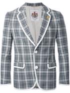 Education From Youngmachines Checked Blazer, Men's, Size: 2, Grey, Polyester/polyurethane/rayon