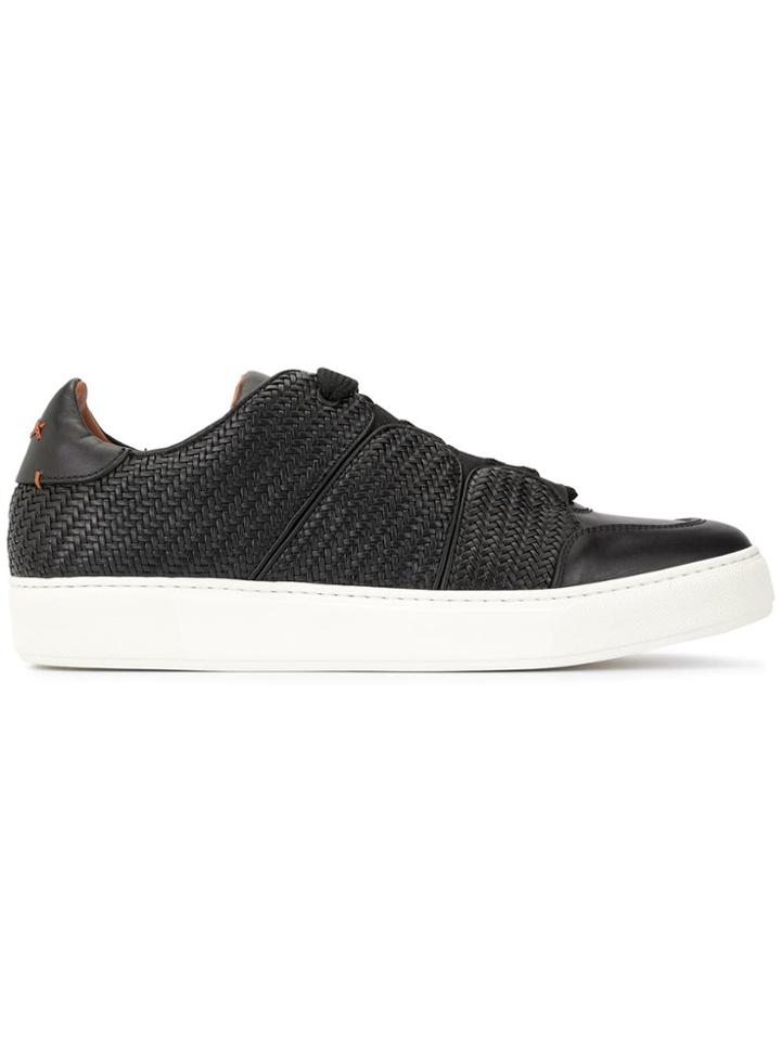 Ermenegildo Zegna Woven Lace-up Sneakers - Black