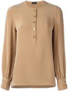 Joseph Bishop Sleeve Blouse, Women's, Size: 44, Brown, Silk
