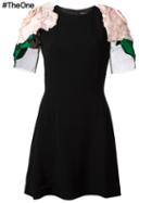 Dolce & Gabbana Rose Appliqué Mini Dress, Women's, Size: 36, Black, Silk/polyamide/spandex/elastane/viscose