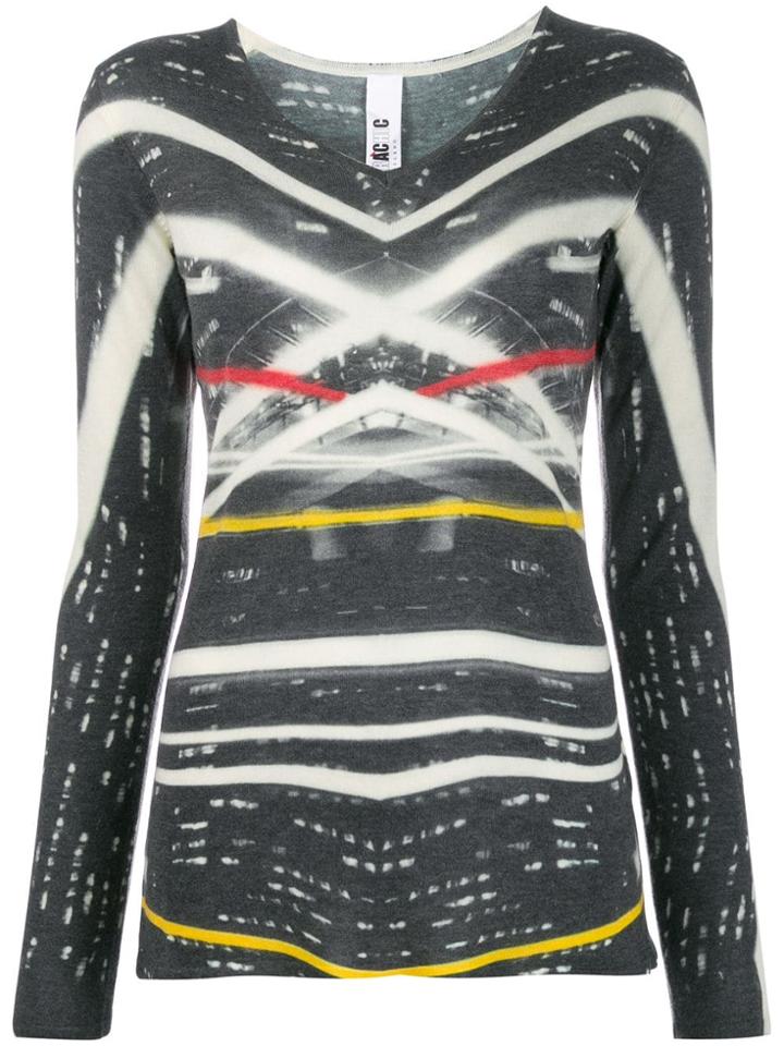 Ultràchic Printed Fine Knit Top - Grey