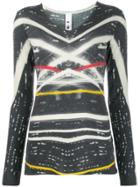 Ultràchic Printed Fine Knit Top - Grey