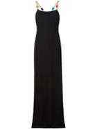 Boutique Moschino Jewel And Chain Strap Maxi Dress, Women's, Size: 42, Black, Polyester/triacetate